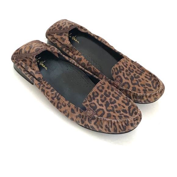 COLE HAAN Leopard Ballet Flats Nike Air Slip On Loafers Women’s Size 9.5 Wide - Picture 1 of 16